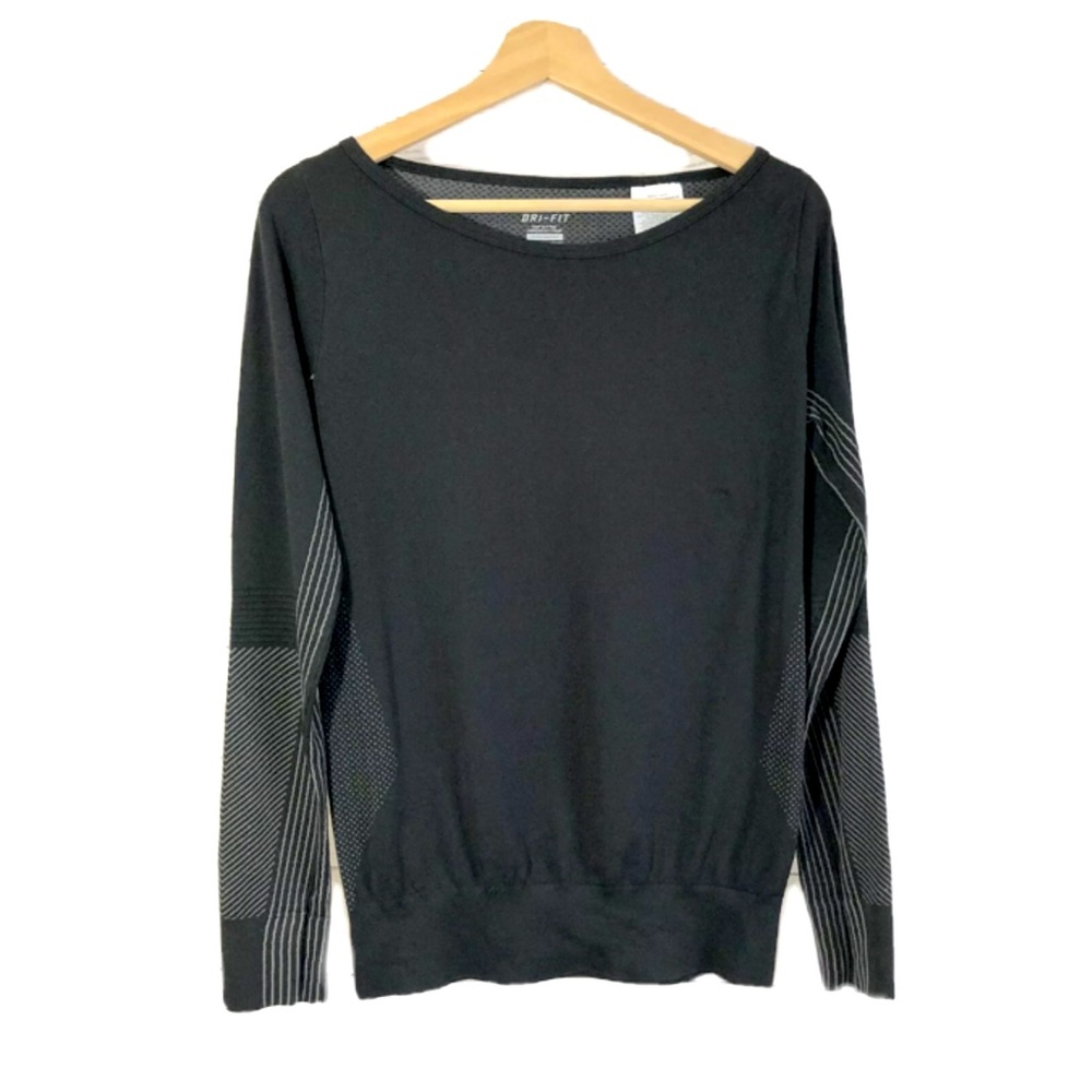 Nike Dri-Fit Pullover Top Long Sleeves Black Sz S